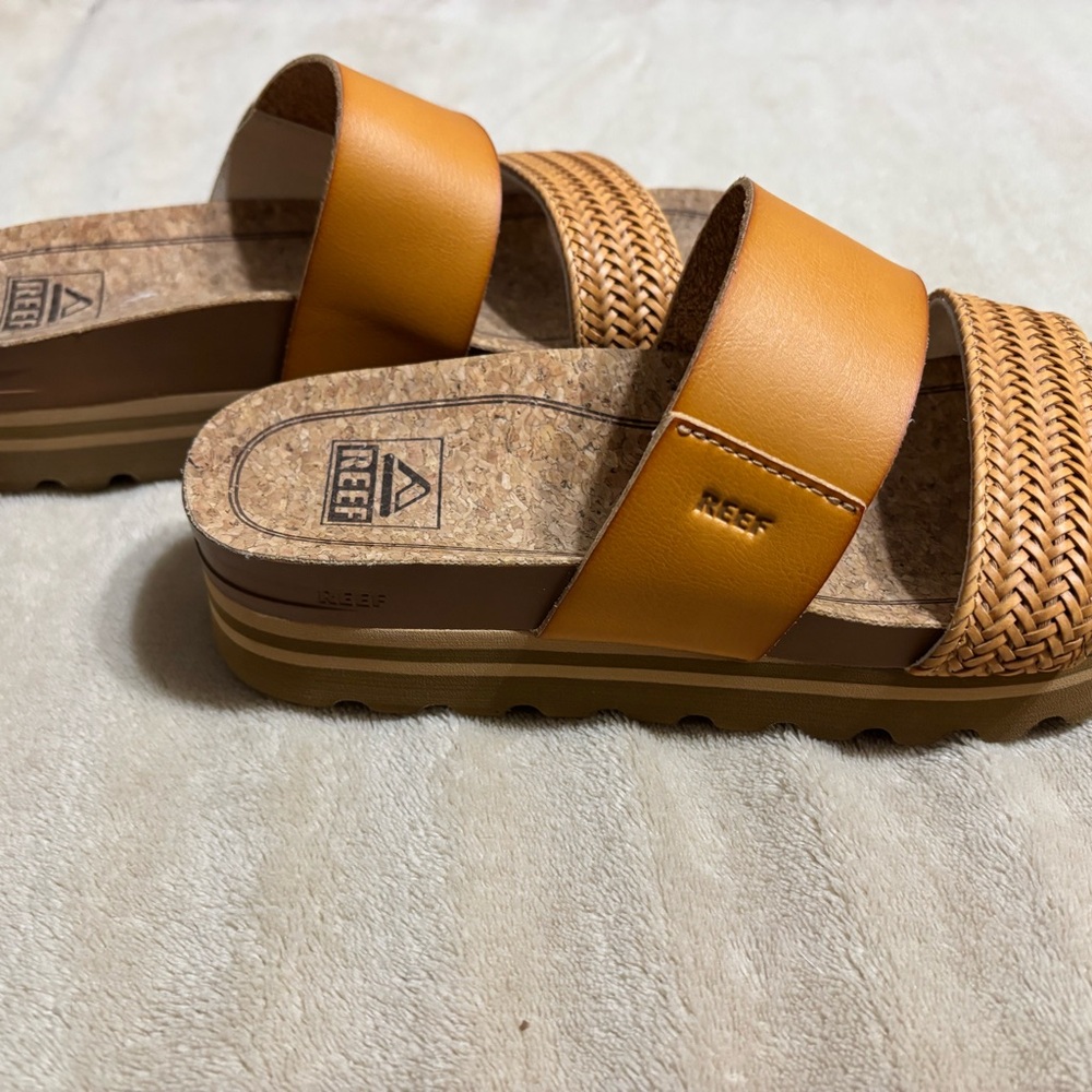 Reef Brown Woven Slide Sandals